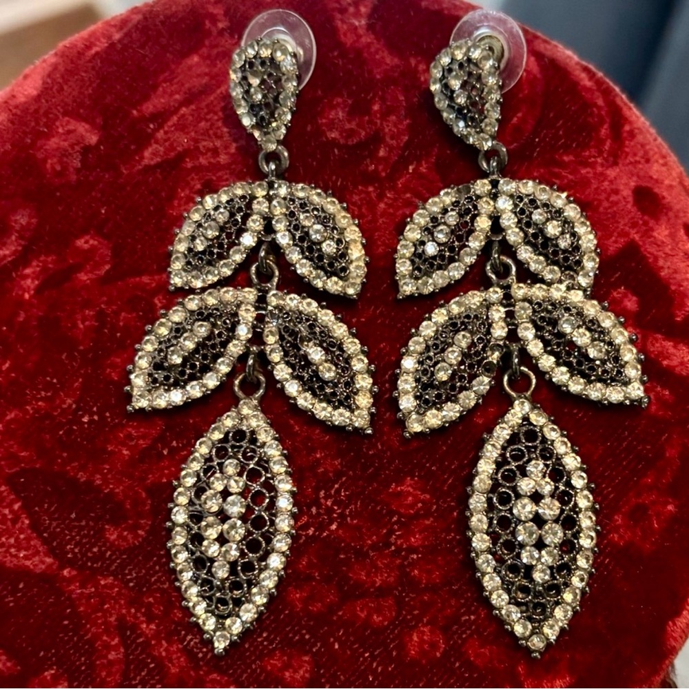 Sparkling rhinestone leaf shaped earrings 
Nordstrom
